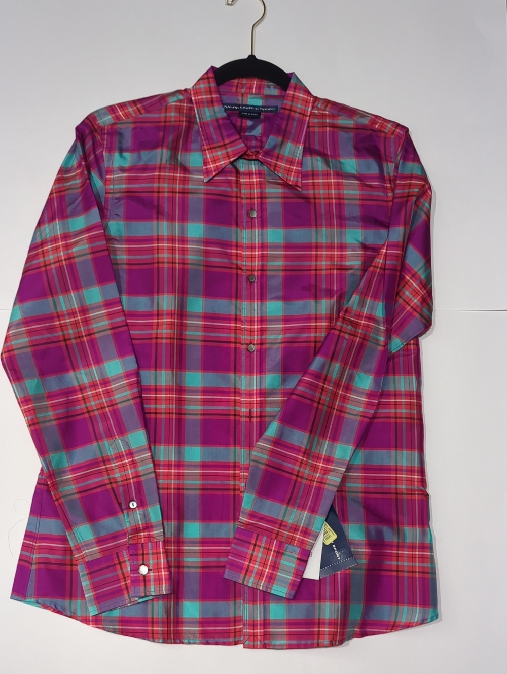 Vintage Ralph Lauren Sport Plaid Silk Button Down Shirt